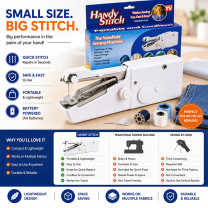Portable Mini Stitch Sewing Machine – Compact Electric Handheld Sewing Machine for Quick Clothing Repairs & DIY Projects