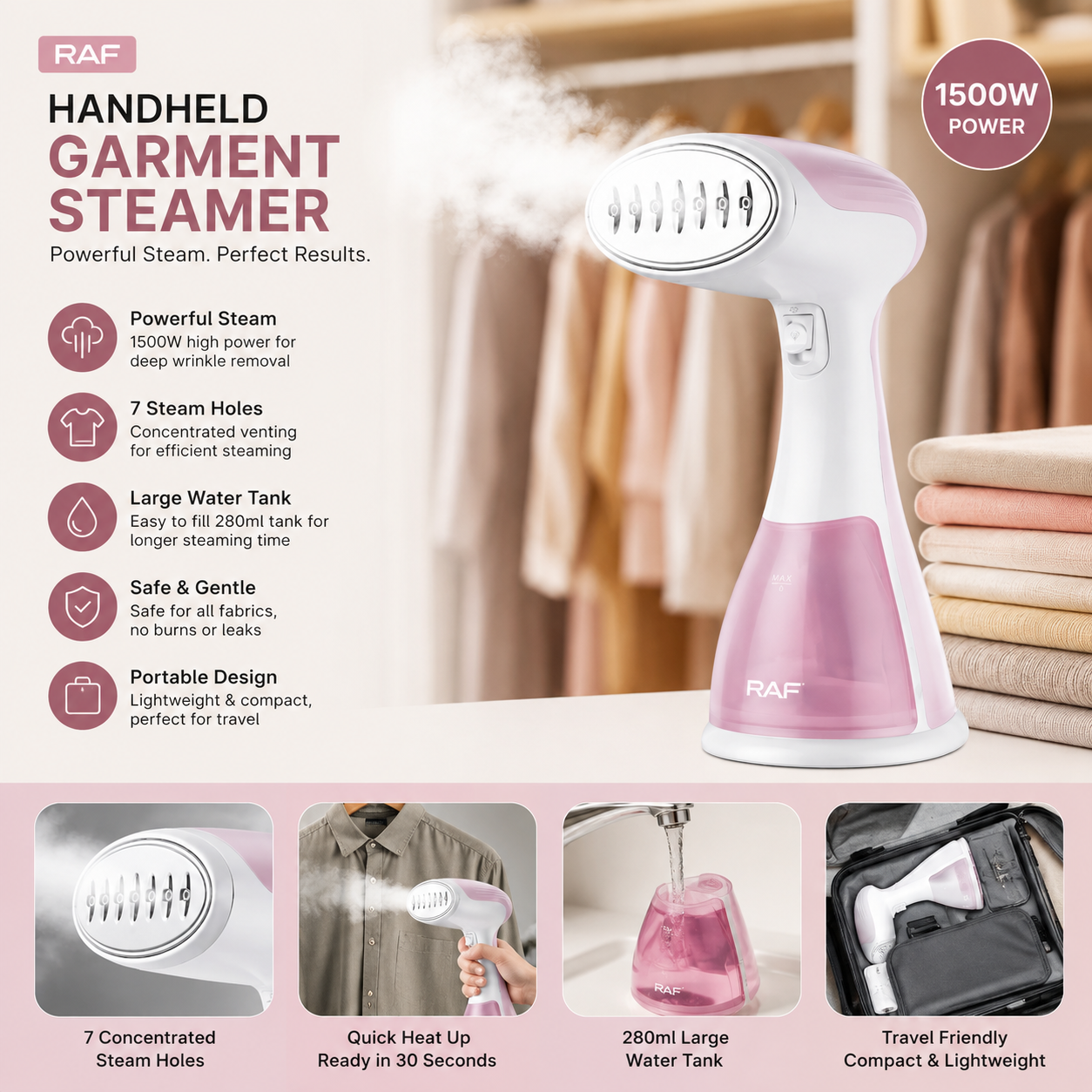 Portable Steam Iron – Handheld Garment Steamer for Quick & Easy Wrinkle Removal