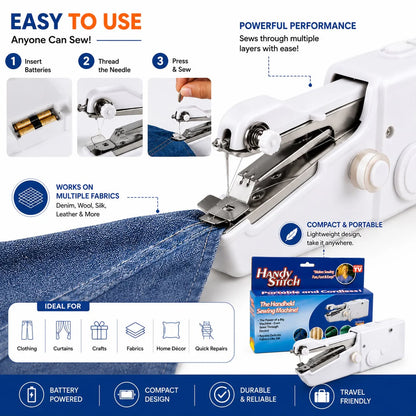Portable Mini Stitch Sewing Machine – Compact Electric Handheld Sewing Machine for Quick Clothing Repairs & DIY Projects